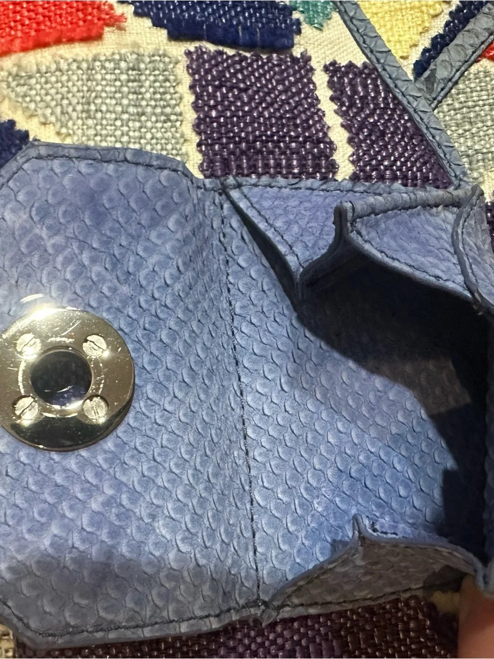 Henri Bendel Woven Navy Textured Clutch Bag